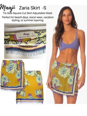 Maaji Zaria Tie Side Square Cut Skirt Adjustable Waist Size [S]